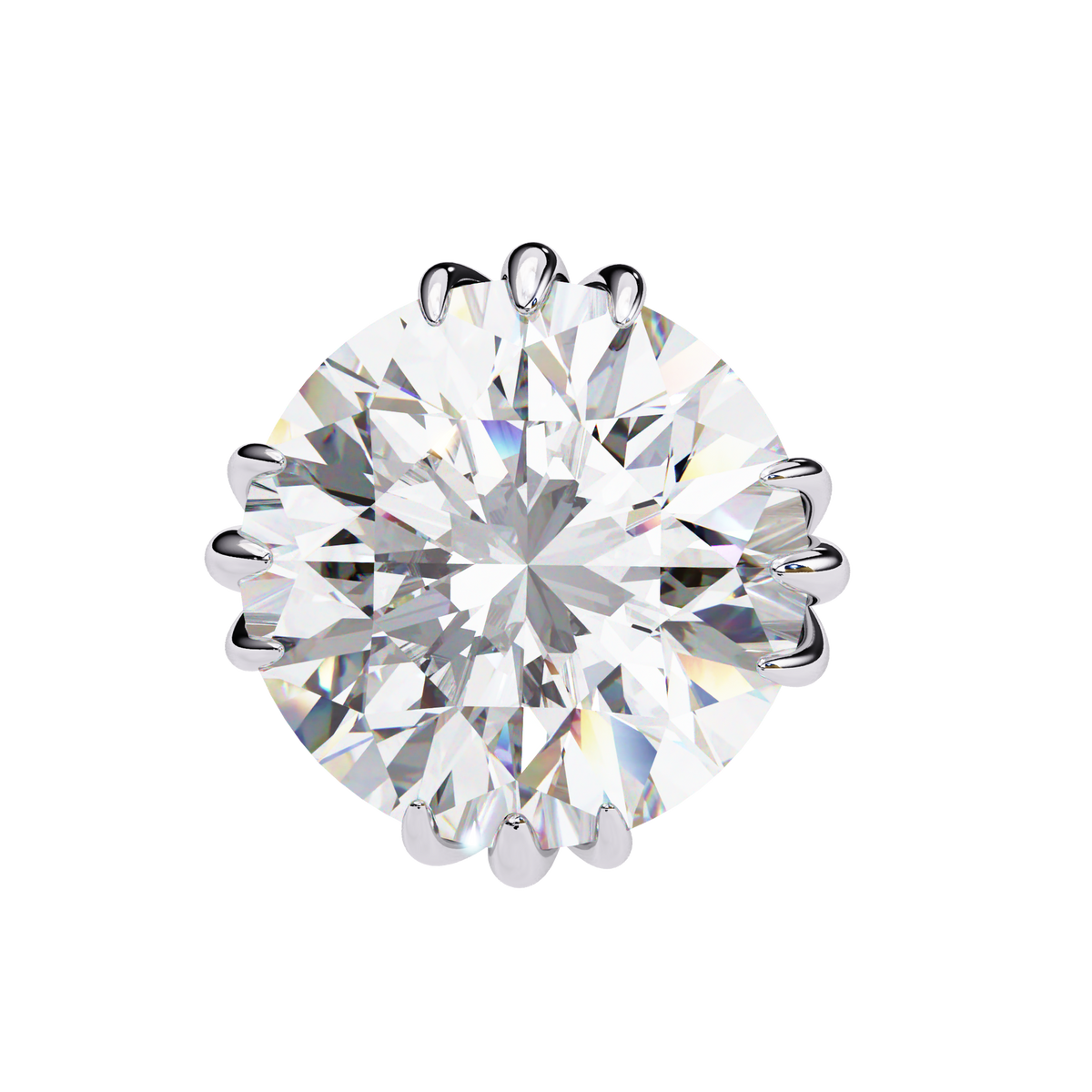 Reverra 14K Gold Round Lab Grown Diamond 12 Prong Stud Earrings For Women, CTTW-2.8