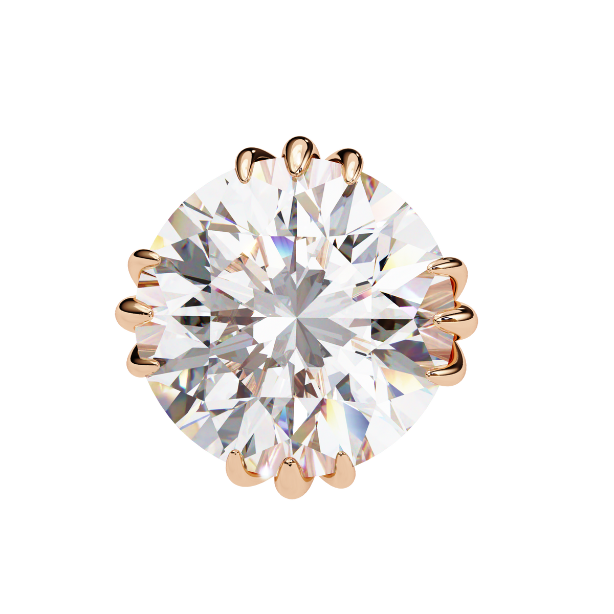 Reverra 14K Gold Round Lab Grown Diamond 12 Prong Stud Earrings For Women, CTTW-2.8