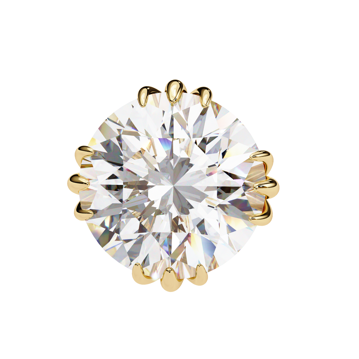 Reverra 14K Gold Round Lab Grown Diamond 12 Prong Stud Earrings For Women, CTTW-2.8