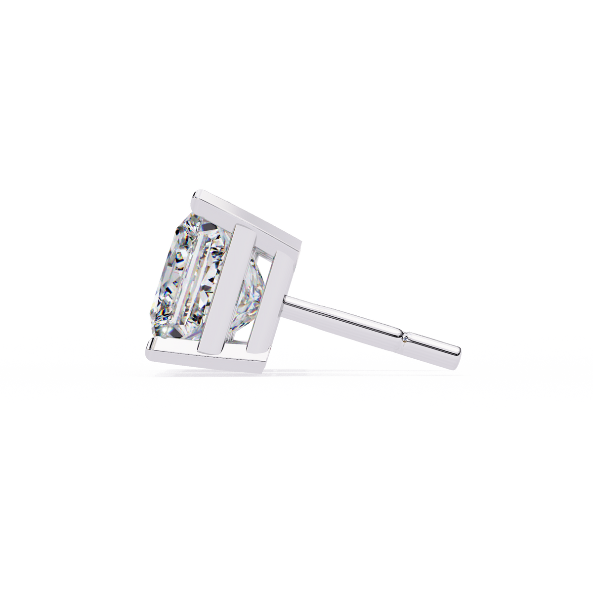 Reverra 14K Gold Princess Lab Grown Diamond 4 Prong Stud Earrings For Women, CTTW-3.04