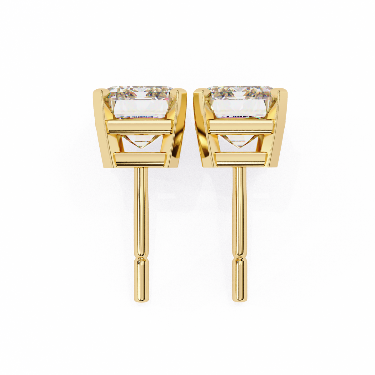 Reverra 14K Gold Emerald Lab Grown Diamond 4 Prong Stud Earrings For Women, CTTW-2.34
