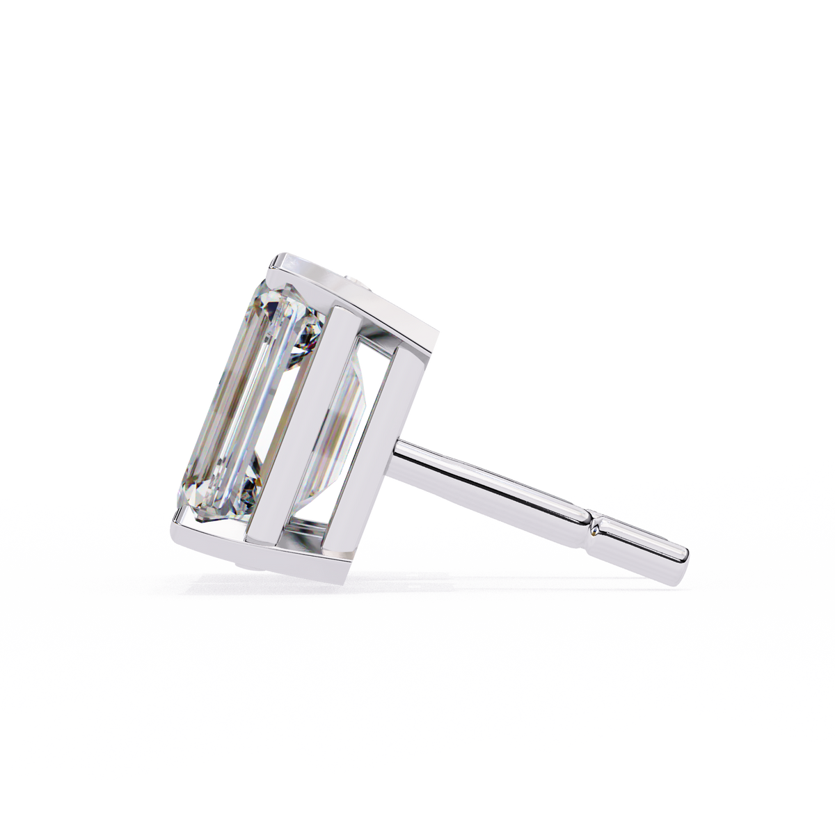 Reverra 14K Gold Emerald Lab Grown Diamond 4 Prong Stud Earrings For Women, CTTW-2.34