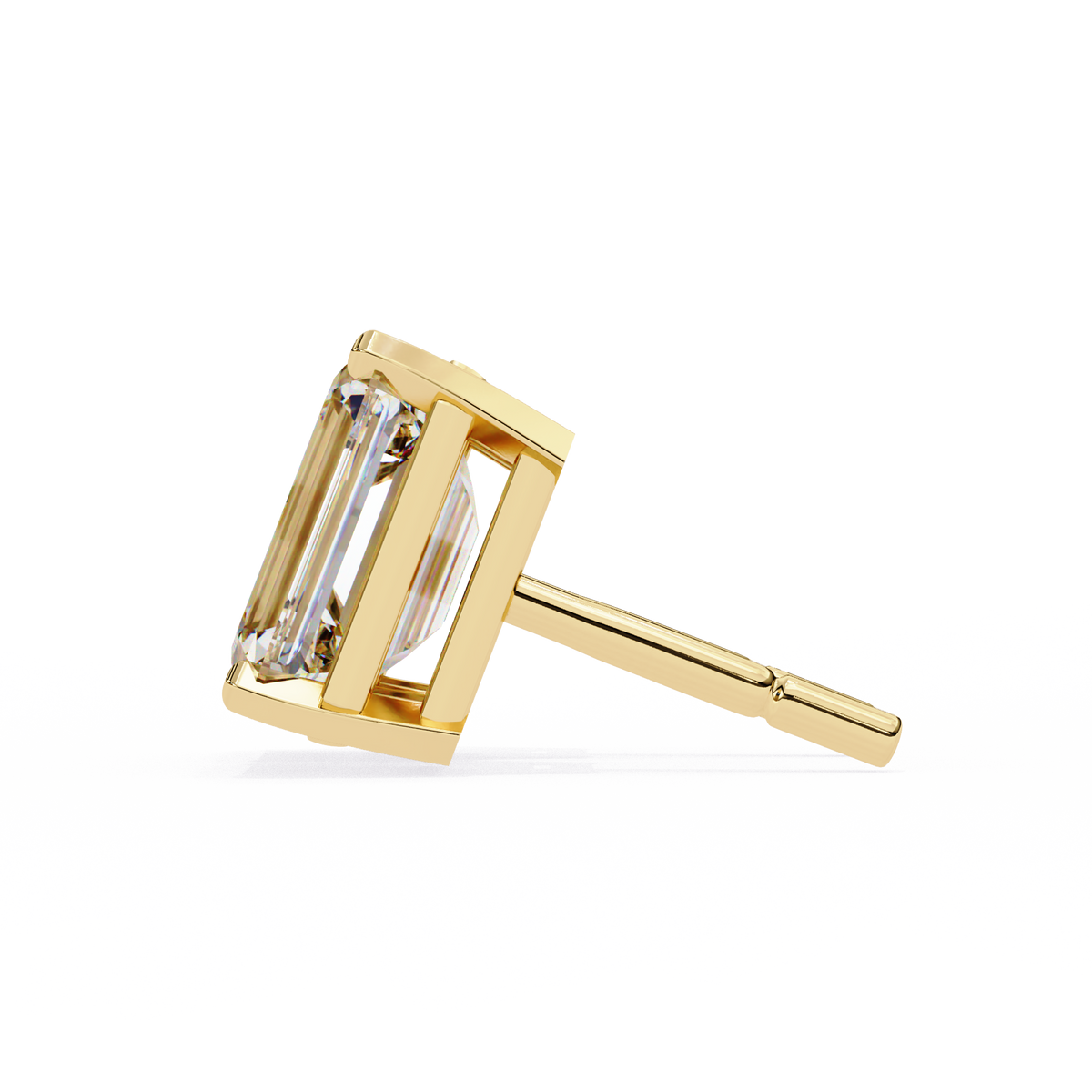 Reverra 14K Gold Emerald Lab Grown Diamond 4 Prong Stud Earrings For Women, CTTW-2.34