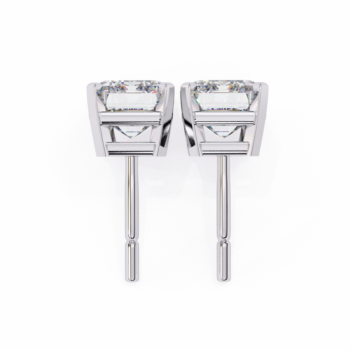 Reverra 14K Gold Emerald Lab Grown Diamond 4 Prong Stud Earrings For Women, CTTW-2.34