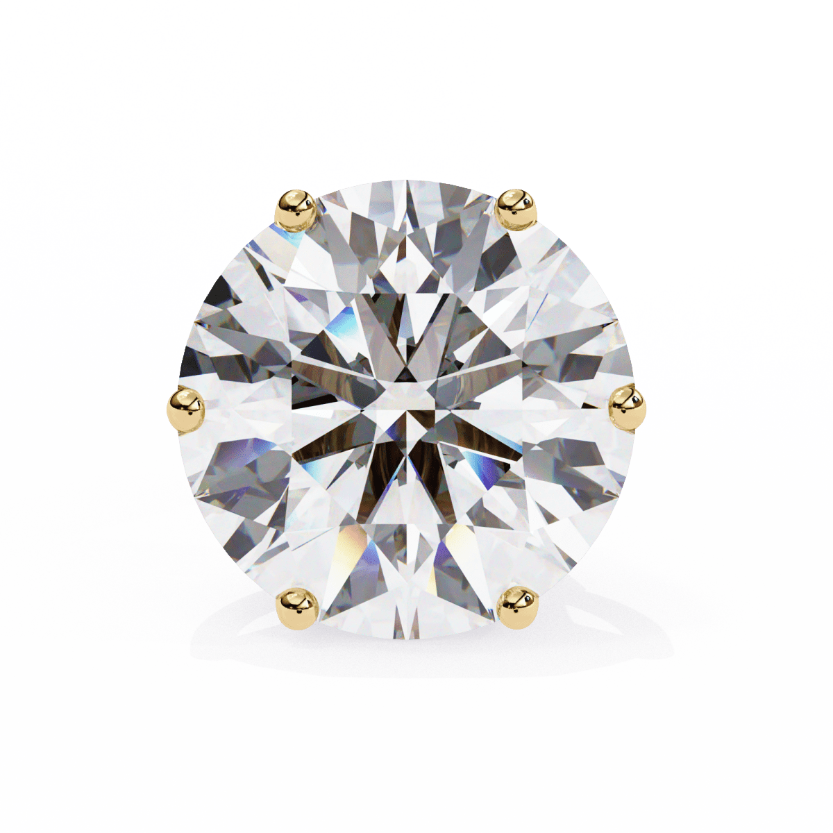 Reverra 14K Gold Round Lab Grown Diamond 6 Prong Stud Earrings For Women, CTTW-2.57