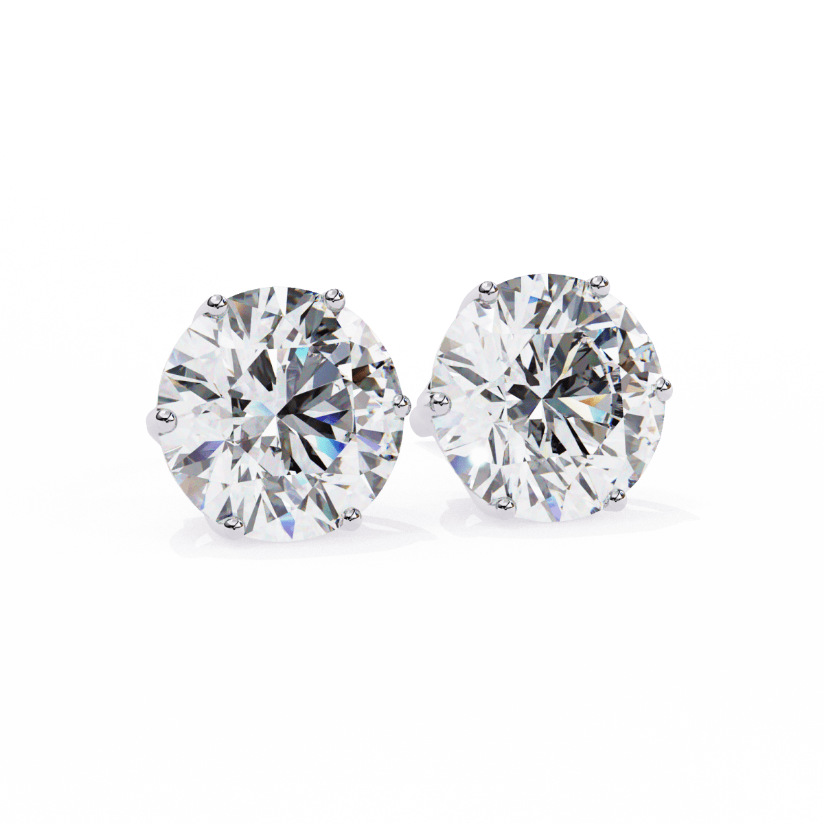 Reverra 14K Gold Round Lab Grown Diamond 6 Prong Stud Earrings For Women, CTTW-2.57