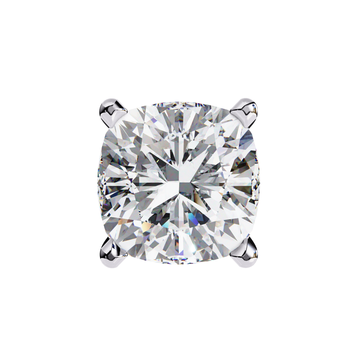 Reverra 14K Gold Cushion Lab Grown Diamond 4 Prong Stud Earrings For Women, CTTW-2.33