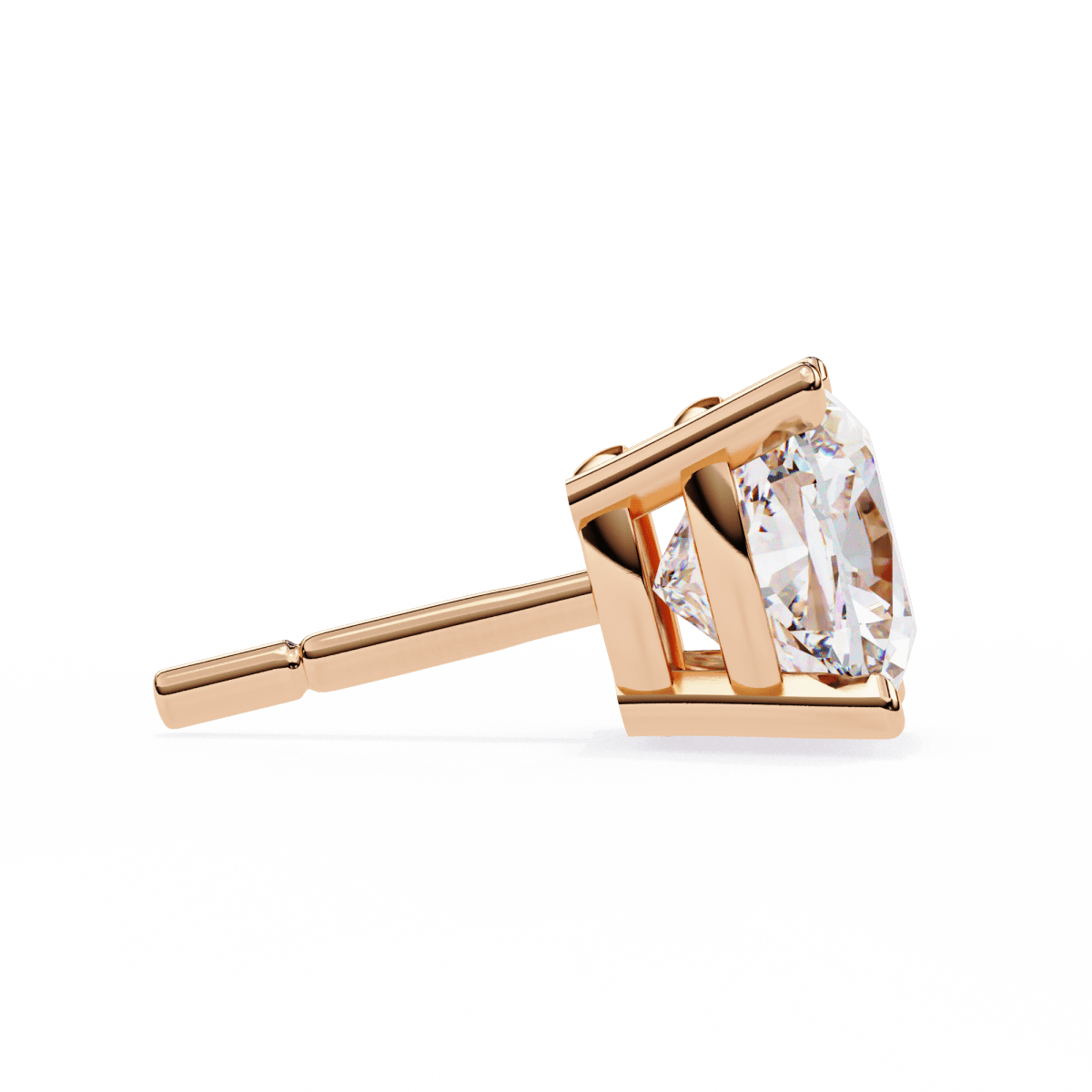 Reverra 14K Gold Cushion Lab Grown Diamond 4 Prong Stud Earrings For Women, CTTW-2.33