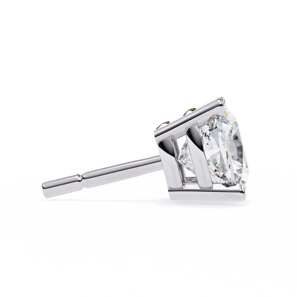 Reverra 14K Gold Cushion Lab Grown Diamond 4 Prong Stud Earrings For Women, CTTW-2.33