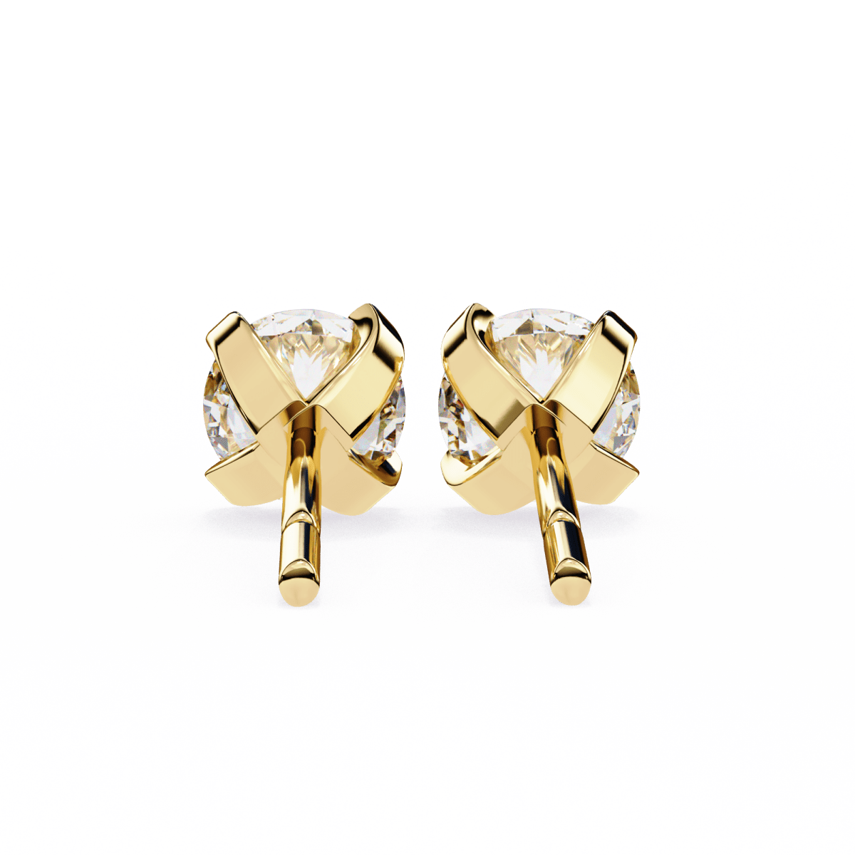 Reverra 14K Gold Round Lab Grown Diamond 4 Prong Stud Earrings For Women, CTTW-2.57