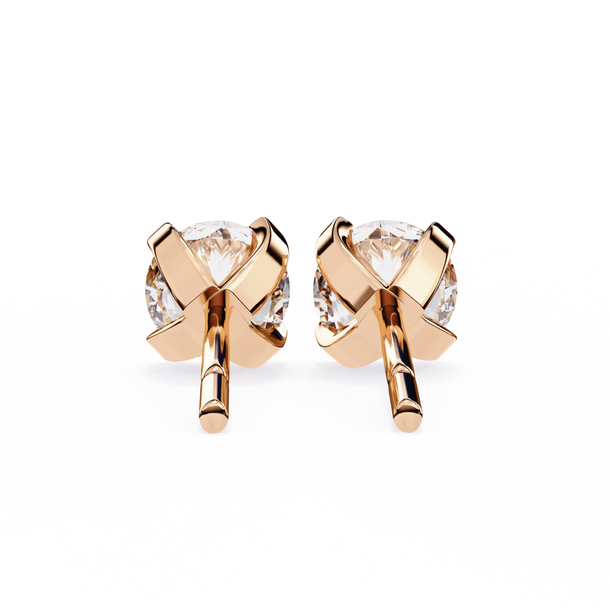 Reverra 14K Gold Round Lab Grown Diamond 4 Prong Stud Earrings For Women, CTTW-2.57