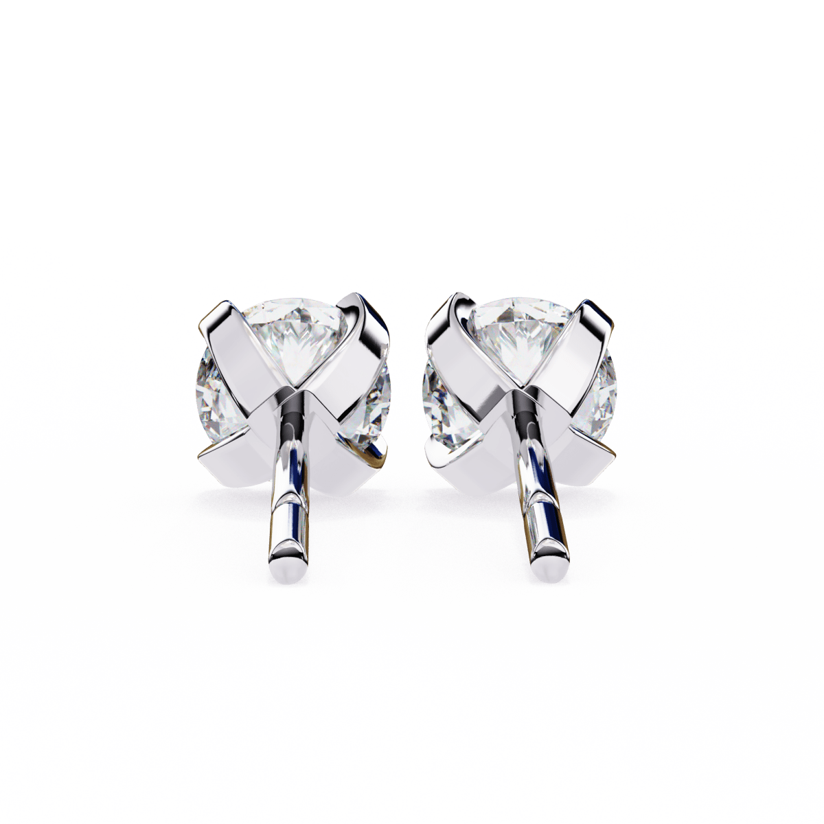 Reverra 14K Gold Round Lab Grown Diamond 4 Prong Stud Earrings For Women, CTTW-2.57