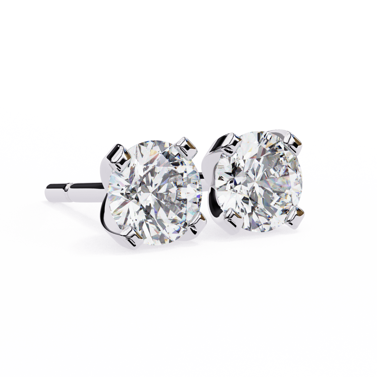 Reverra 14K Gold Round Lab Grown Diamond 4 Prong Stud Earrings For Women, CTTW-2.57