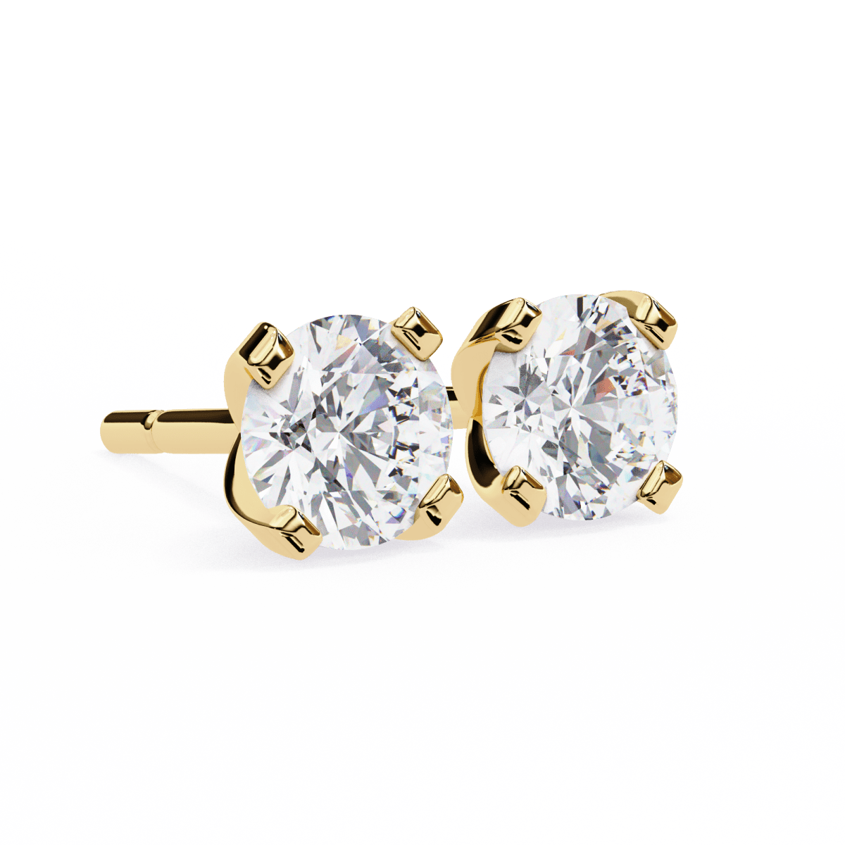 Reverra 14K Gold Round Lab Grown Diamond 4 Prong Stud Earrings For Women, CTTW-2.57