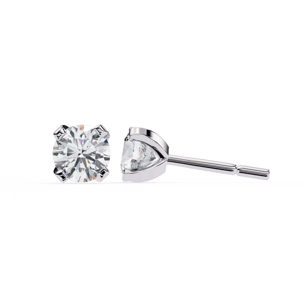 Reverra 14K Gold Round Lab Grown Diamond 4 Prong Stud Earrings For Women, CTTW-2.57