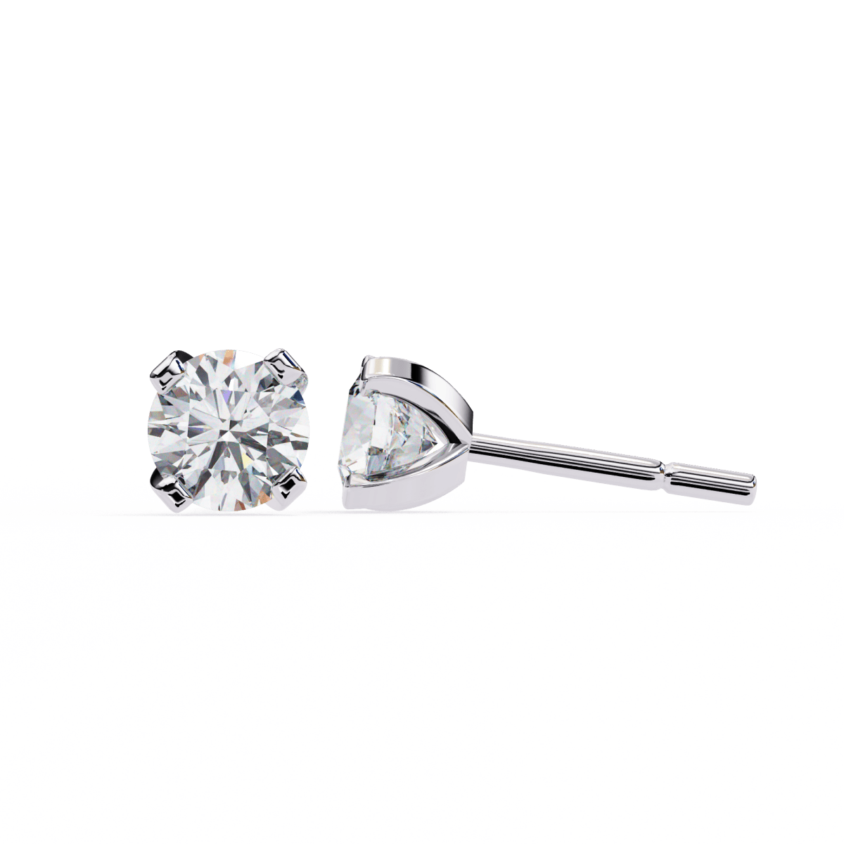 Reverra 14K Gold Round Lab Grown Diamond 4 Prong Stud Earrings For Women, CTTW-2.57