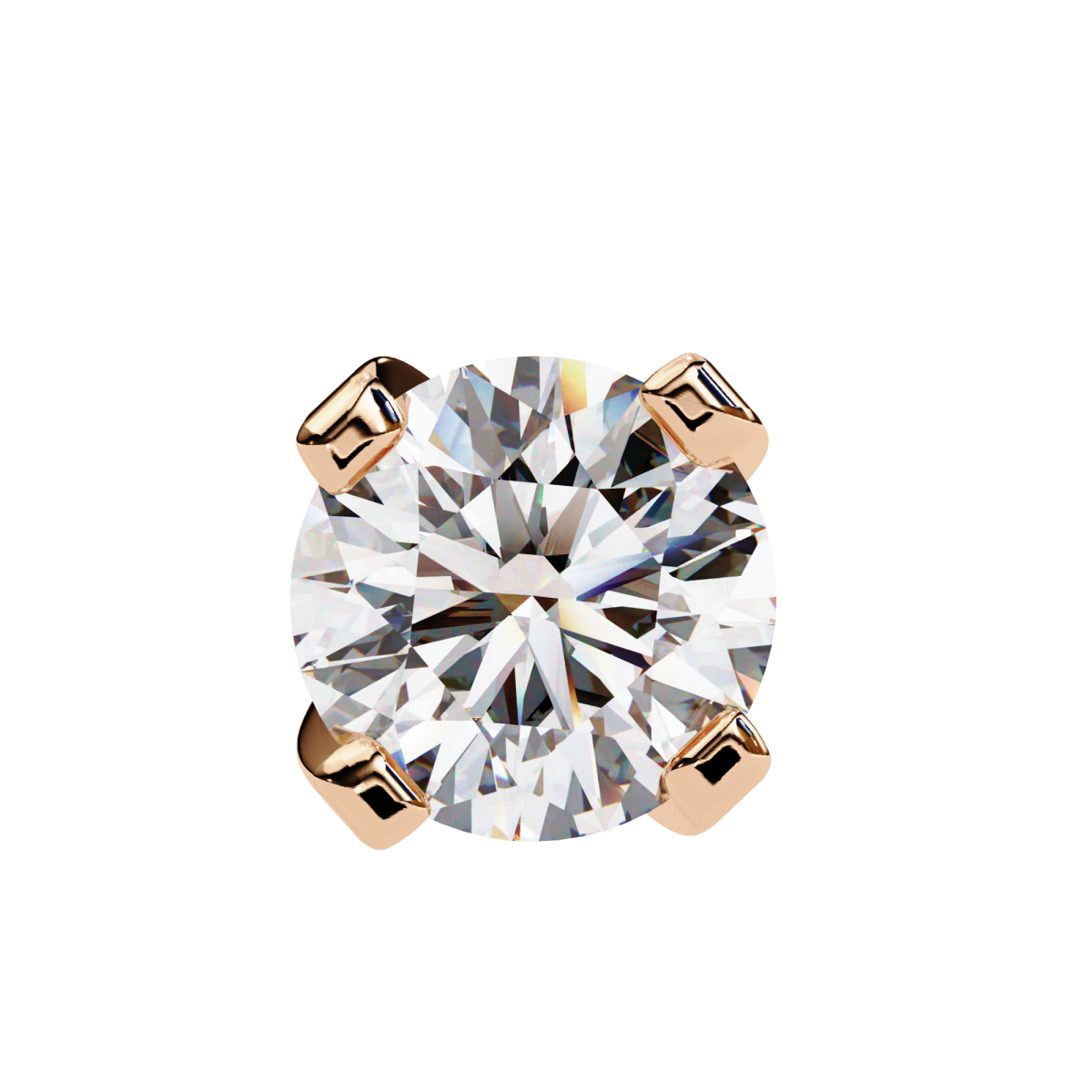 Reverra 14K Gold Round Lab Grown Diamond 4 Prong Stud Earrings For Women, CTTW-2.57