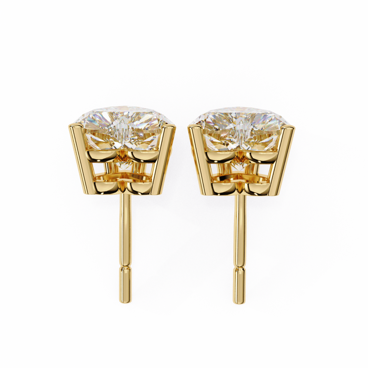 Reverra 14K Gold Heart Lab Grown Diamond 4 Prong Stud Earrings For Women, CTTW-2.43