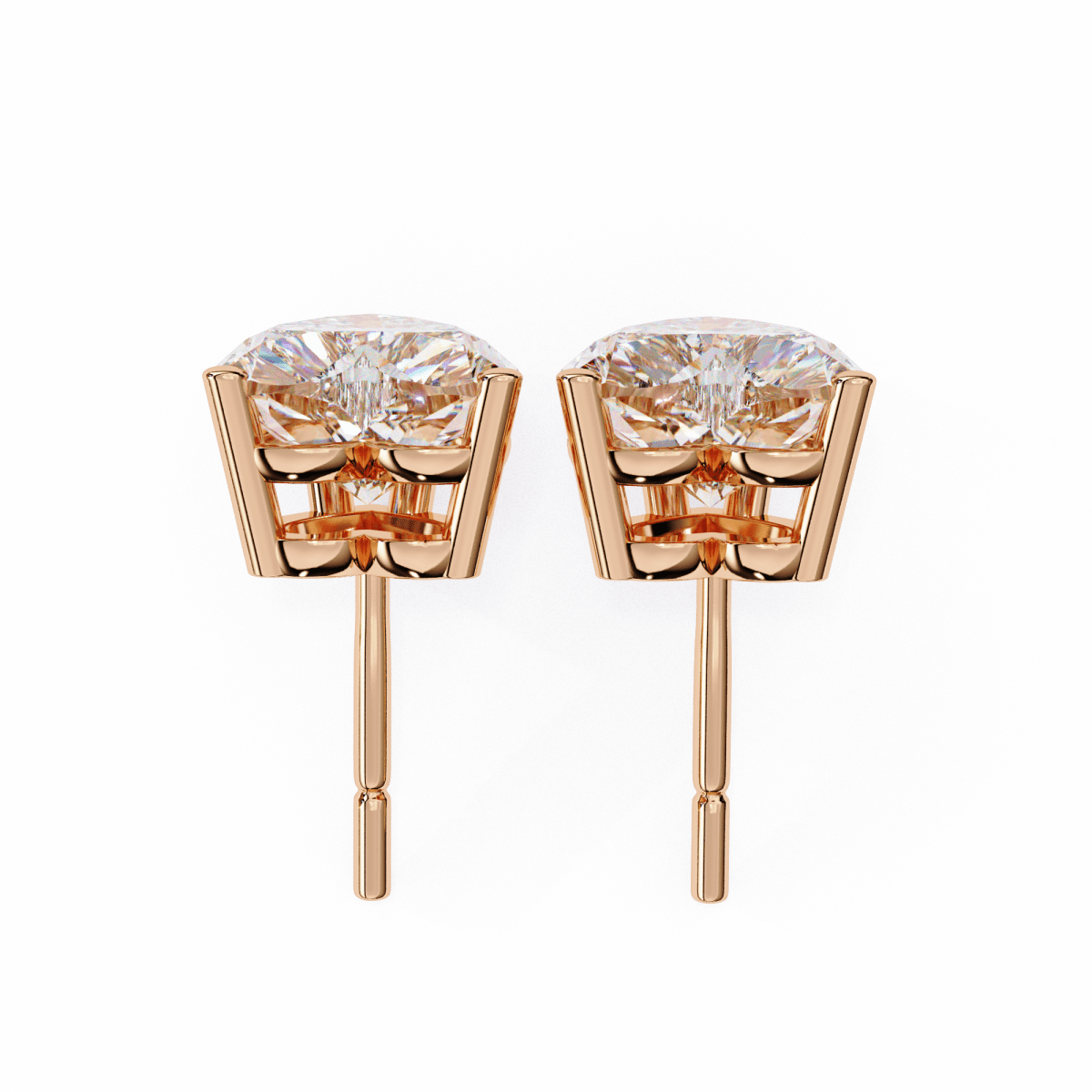 Reverra 14K Gold Heart Lab Grown Diamond 4 Prong Stud Earrings For Women, CTTW-2.43