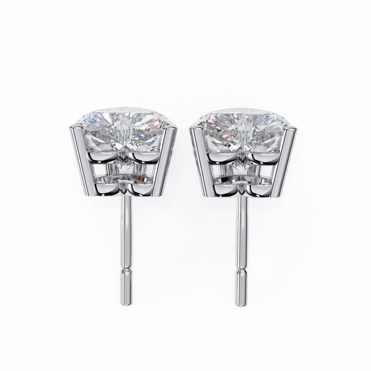 Reverra 14K Gold Heart Lab Grown Diamond 4 Prong Stud Earrings For Women, CTTW-2.43
