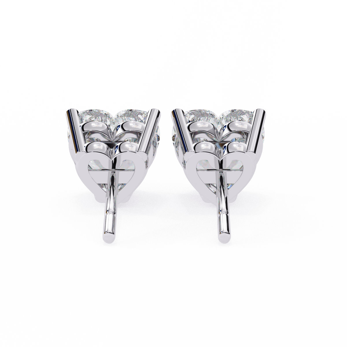 Reverra 14K Gold Heart Lab Grown Diamond 4 Prong Stud Earrings For Women, CTTW-2.43
