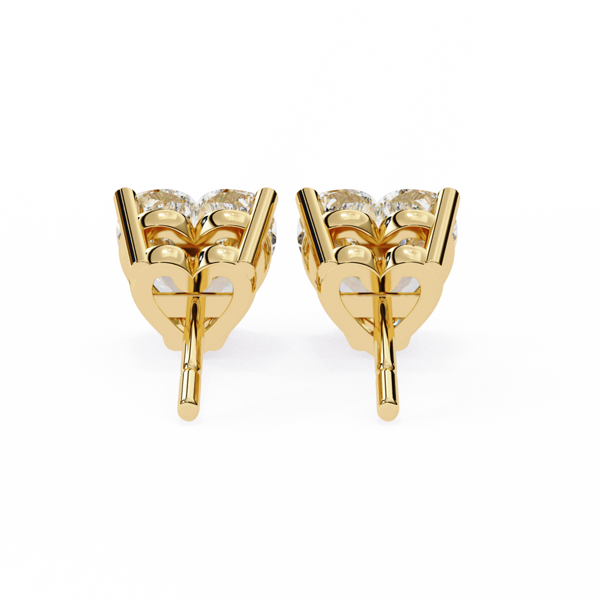 Reverra 14K Gold Heart Lab Grown Diamond 4 Prong Stud Earrings For Women, CTTW-2.43