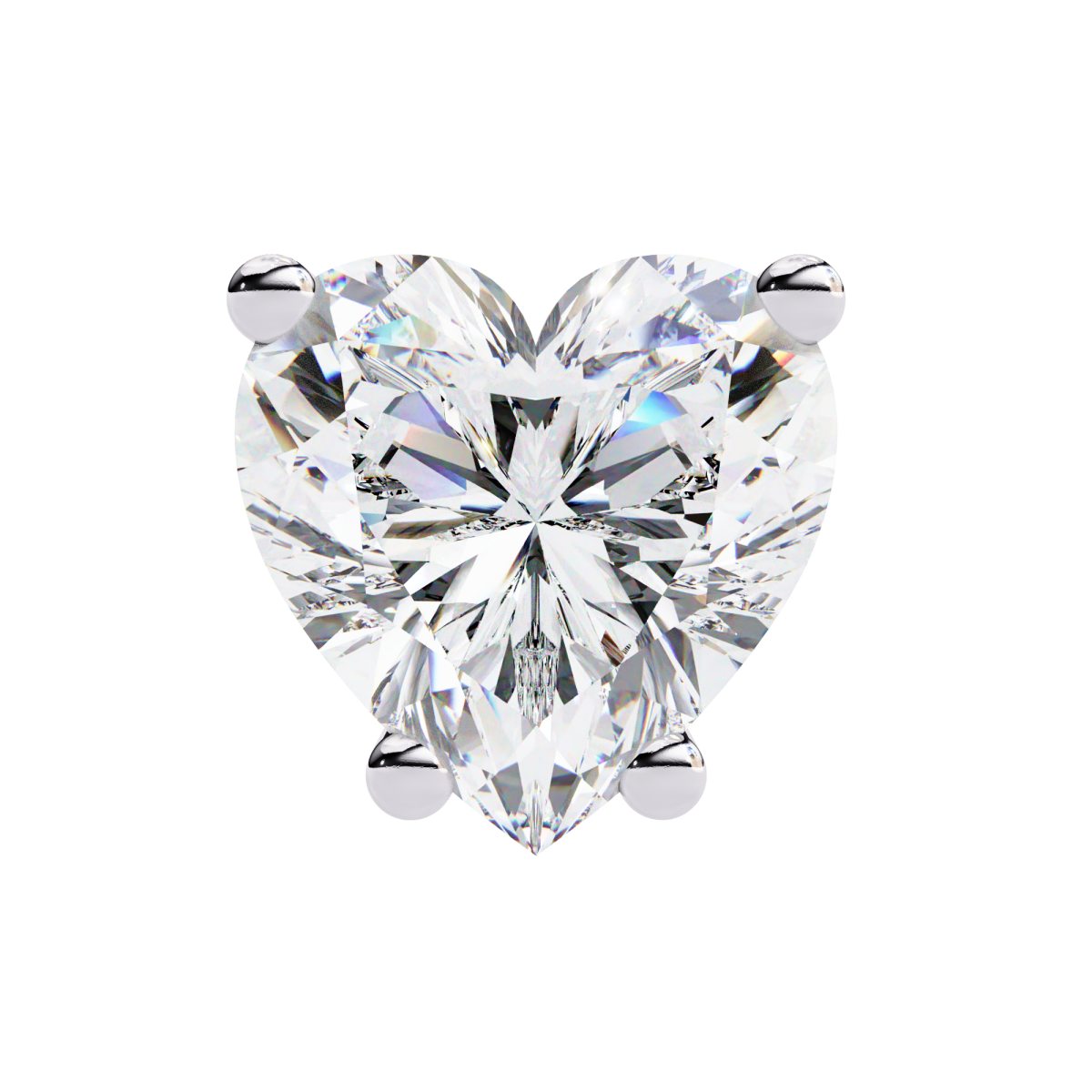 Reverra 14K Gold Heart Lab Grown Diamond 4 Prong Stud Earrings For Women, CTTW-2.43