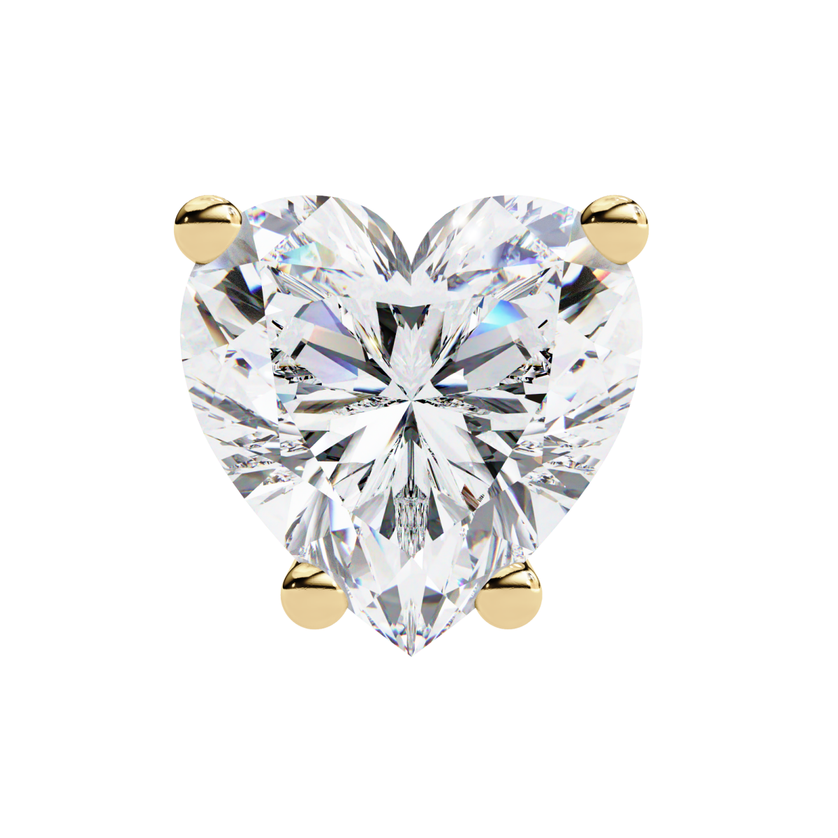 Reverra 14K Gold Heart Lab Grown Diamond 4 Prong Stud Earrings For Women, CTTW-2.43