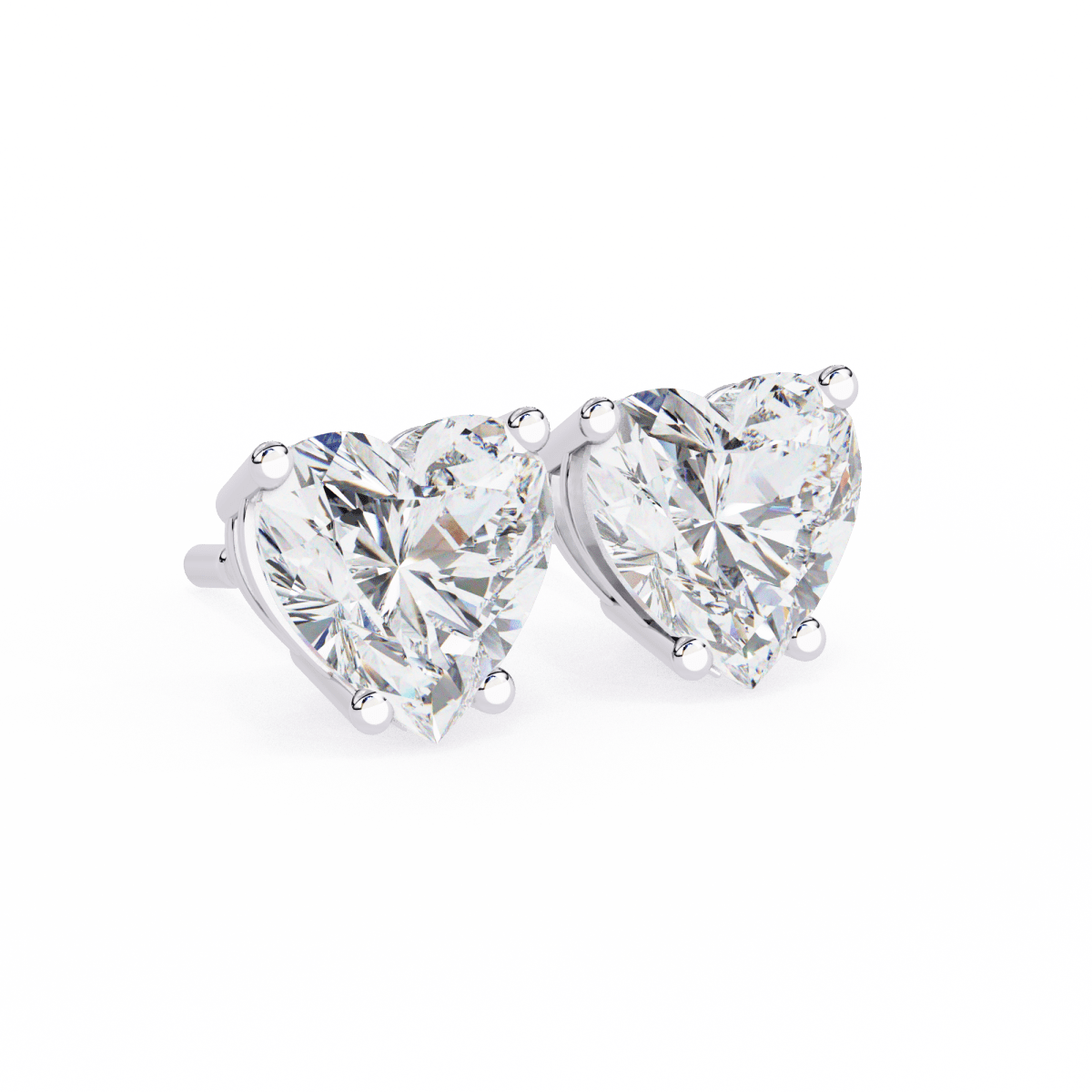 Reverra 14K Gold Heart Lab Grown Diamond 4 Prong Stud Earrings For Women, CTTW-2.43