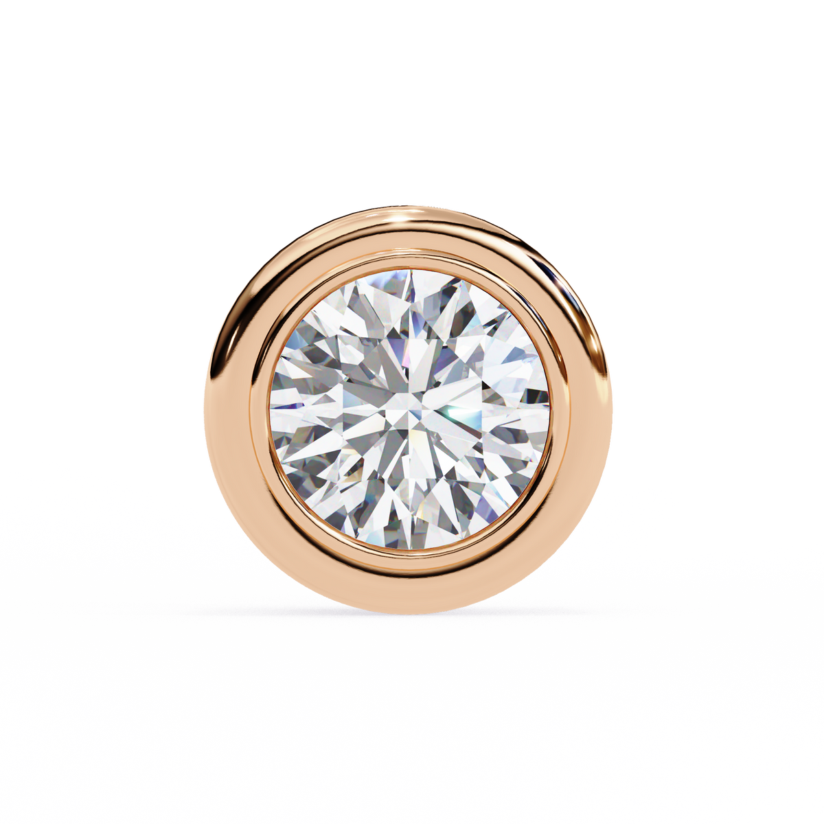 Reverra 14K Gold Round Lab Grown Diamond Bezel Stud Earrings For Women, CTTW-2.57