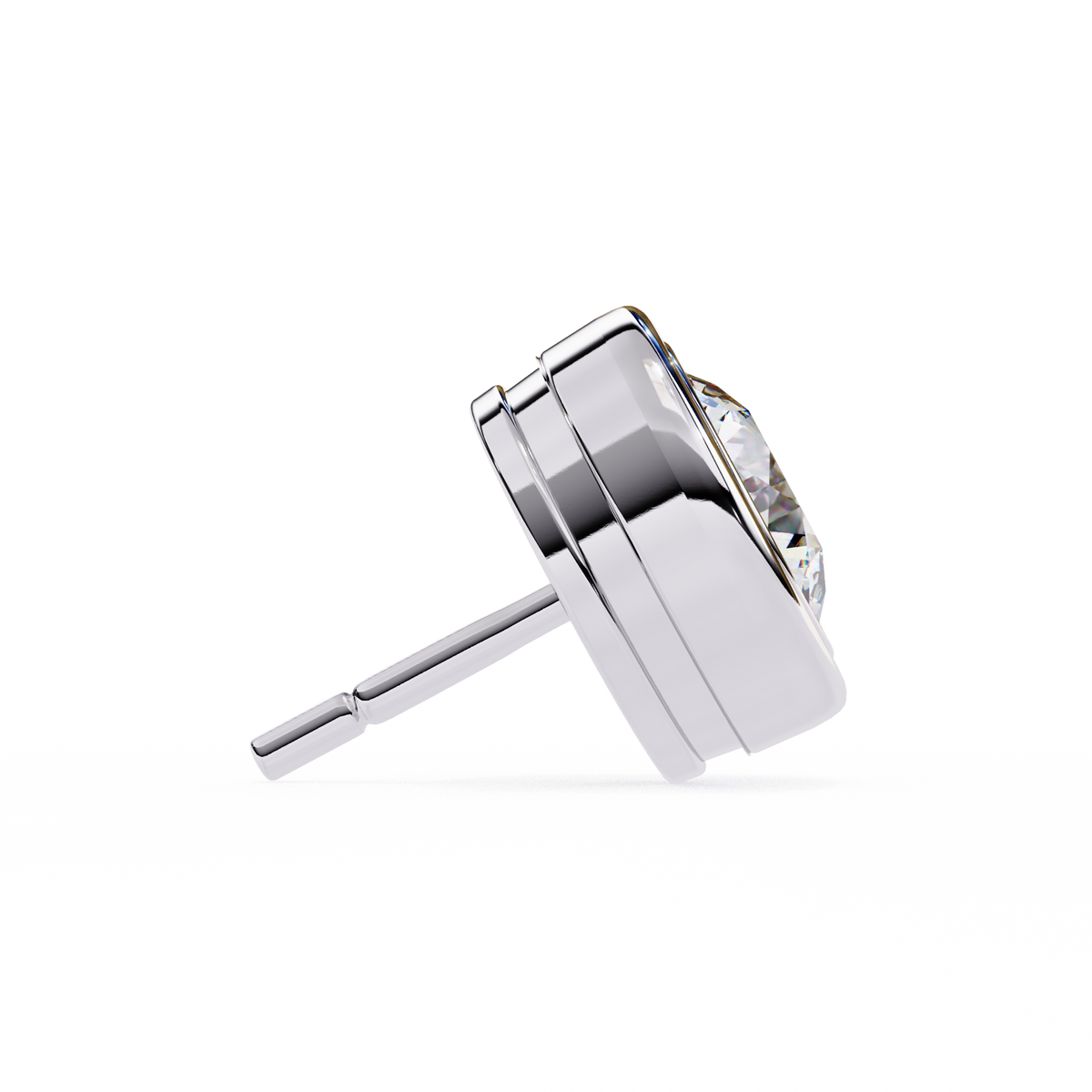 Reverra 14K Gold Round Lab Grown Diamond Bezel Stud Earrings For Women, CTTW-2.57