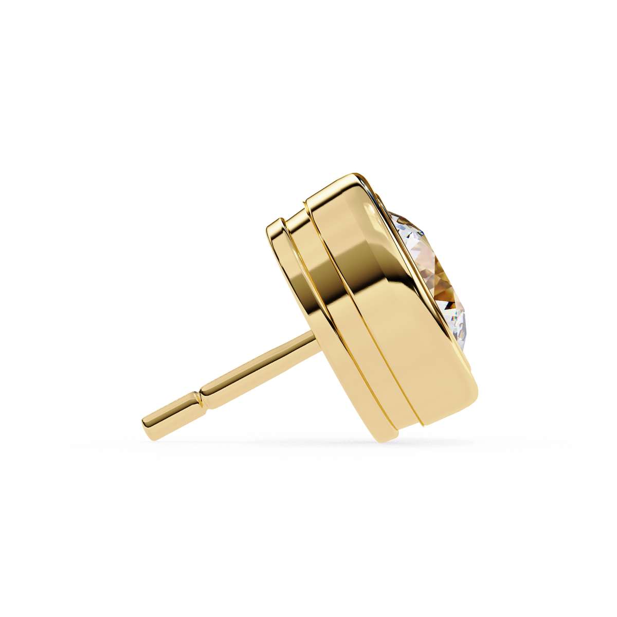 Reverra 14K Gold Round Lab Grown Diamond Bezel Stud Earrings For Women, CTTW-2.57