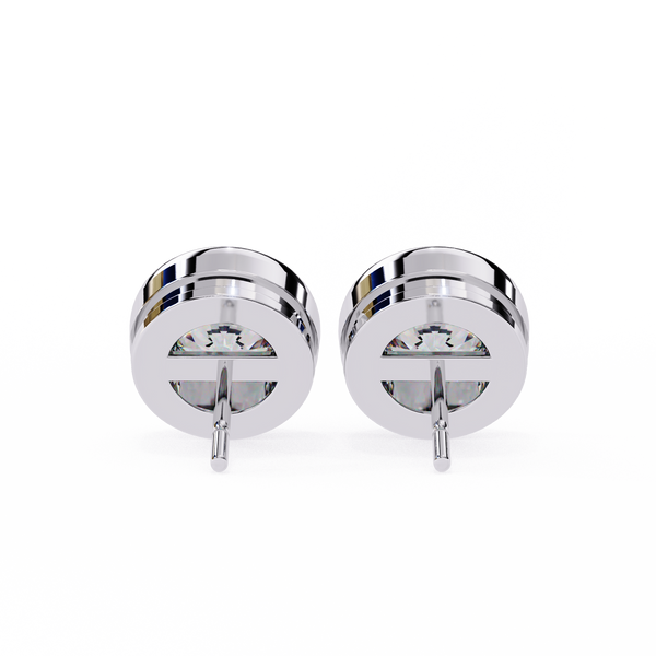 Reverra 14K Gold Round Lab Grown Diamond Bezel Stud Earrings For Women, CTTW-2.57