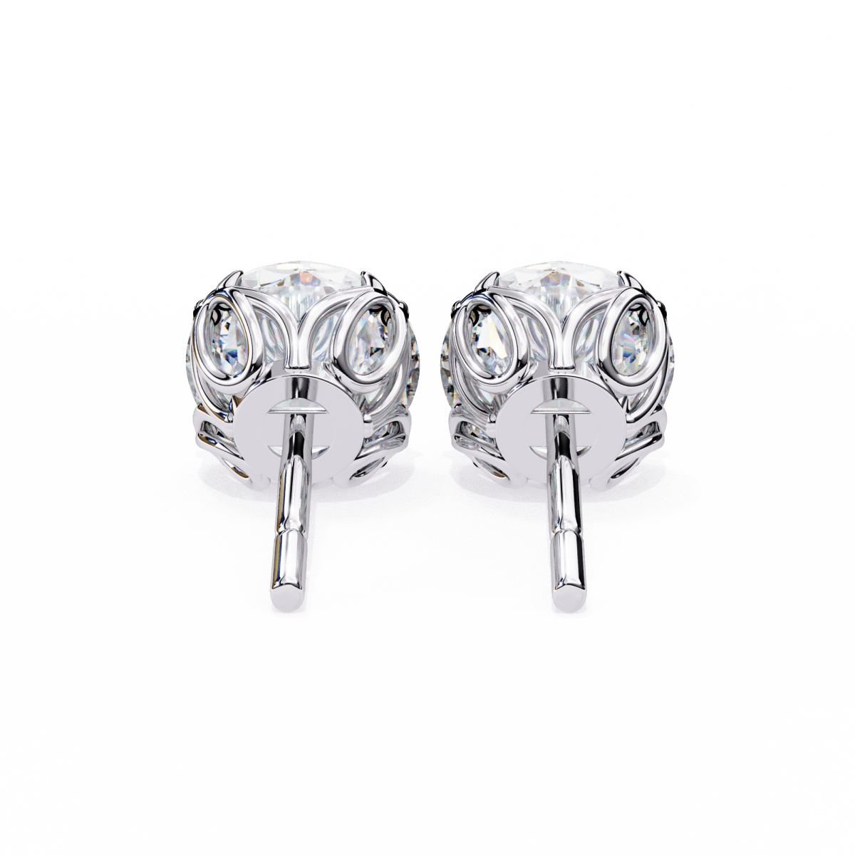 Reverra 14K Gold Round Lab Grown Diamond Vintage 6 Prong Stud Earrings For Women, CTTW-2.57