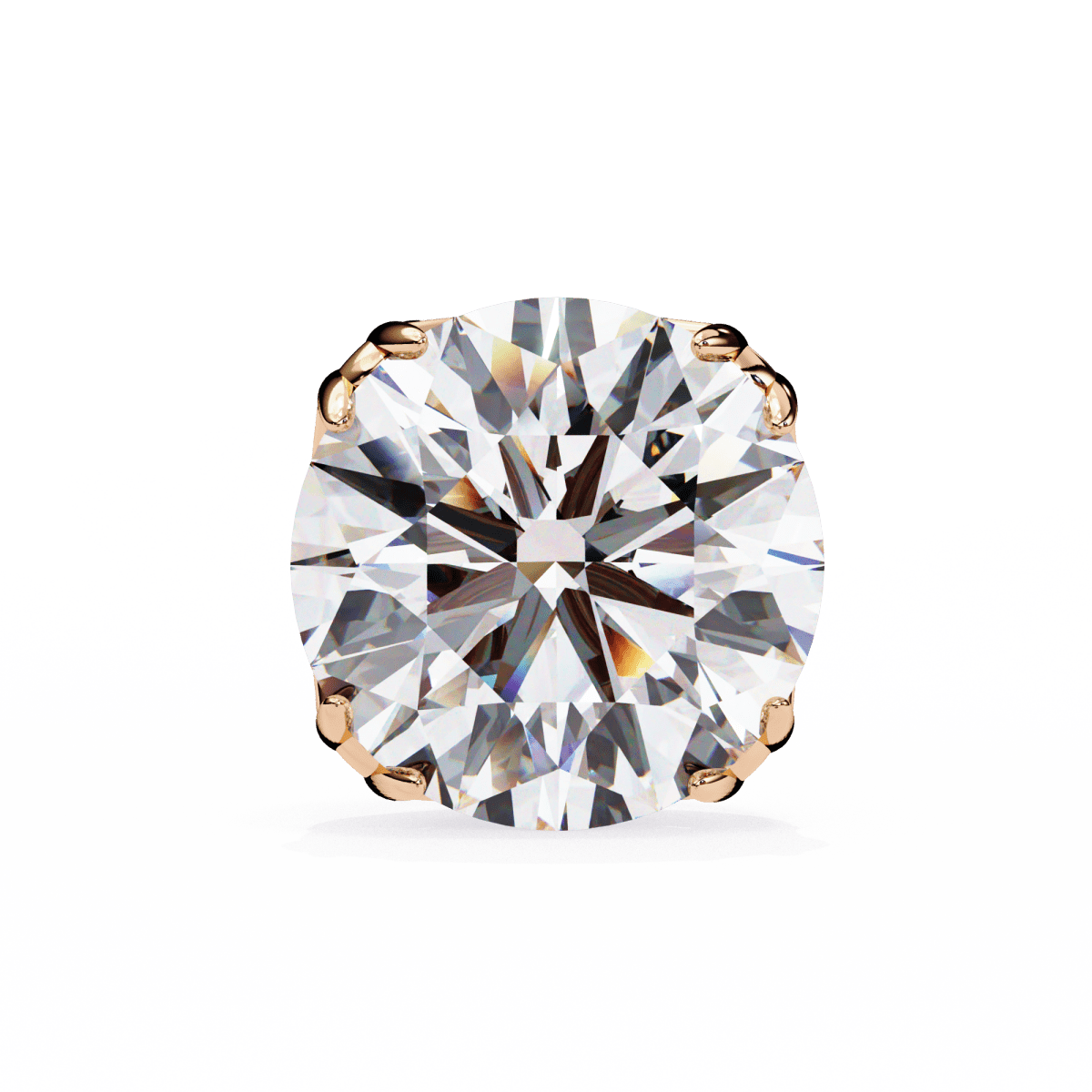 Reverra 14K Gold Round Lab Grown Diamond Vintage 6 Prong Stud Earrings For Women, CTTW-2.57