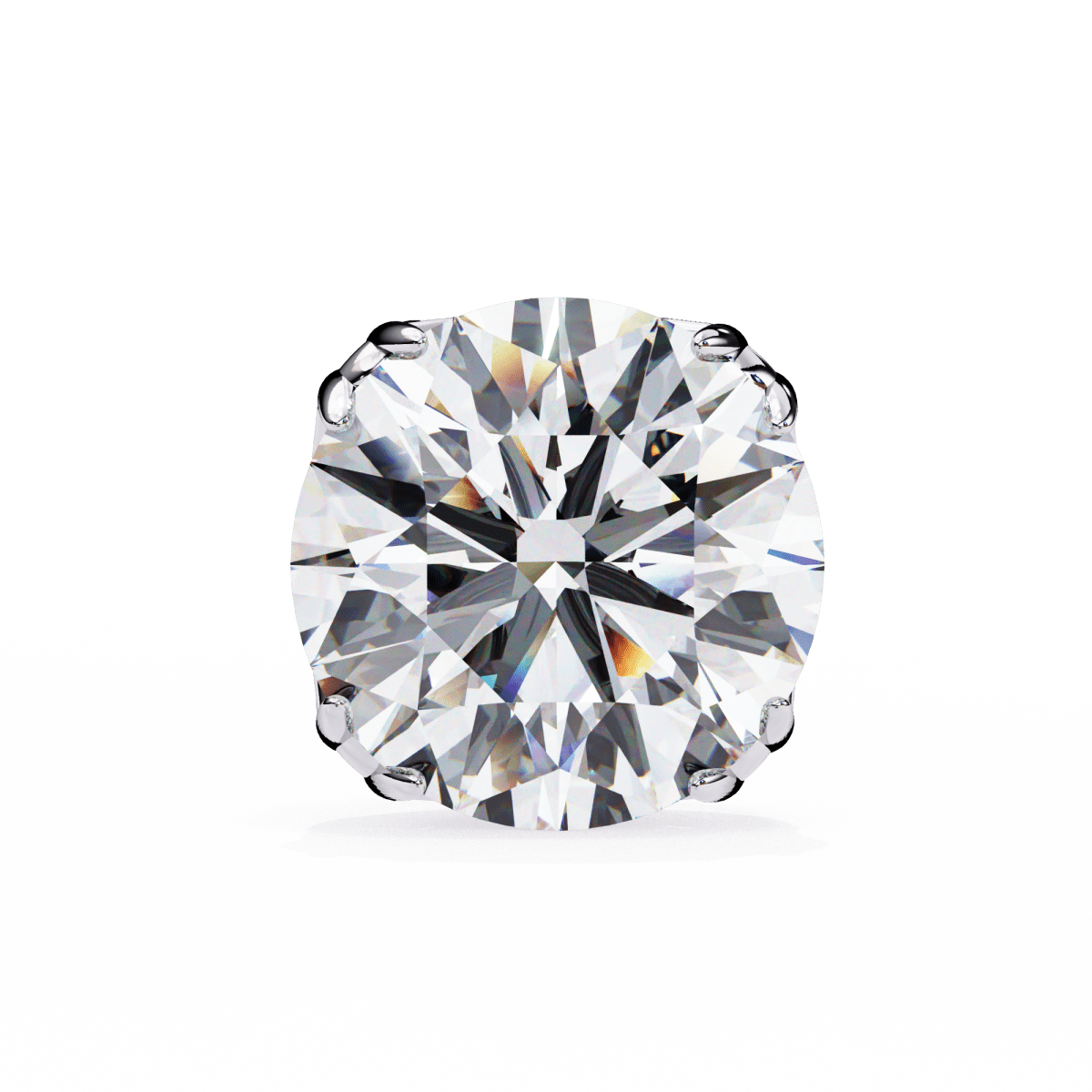 Reverra 14K Gold Round Lab Grown Diamond Vintage 6 Prong Stud Earrings For Women, CTTW-2.57