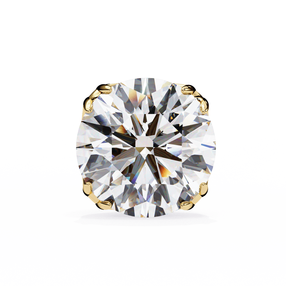 Reverra 14K Gold Round Lab Grown Diamond Vintage 6 Prong Stud Earrings For Women, CTTW-2.57