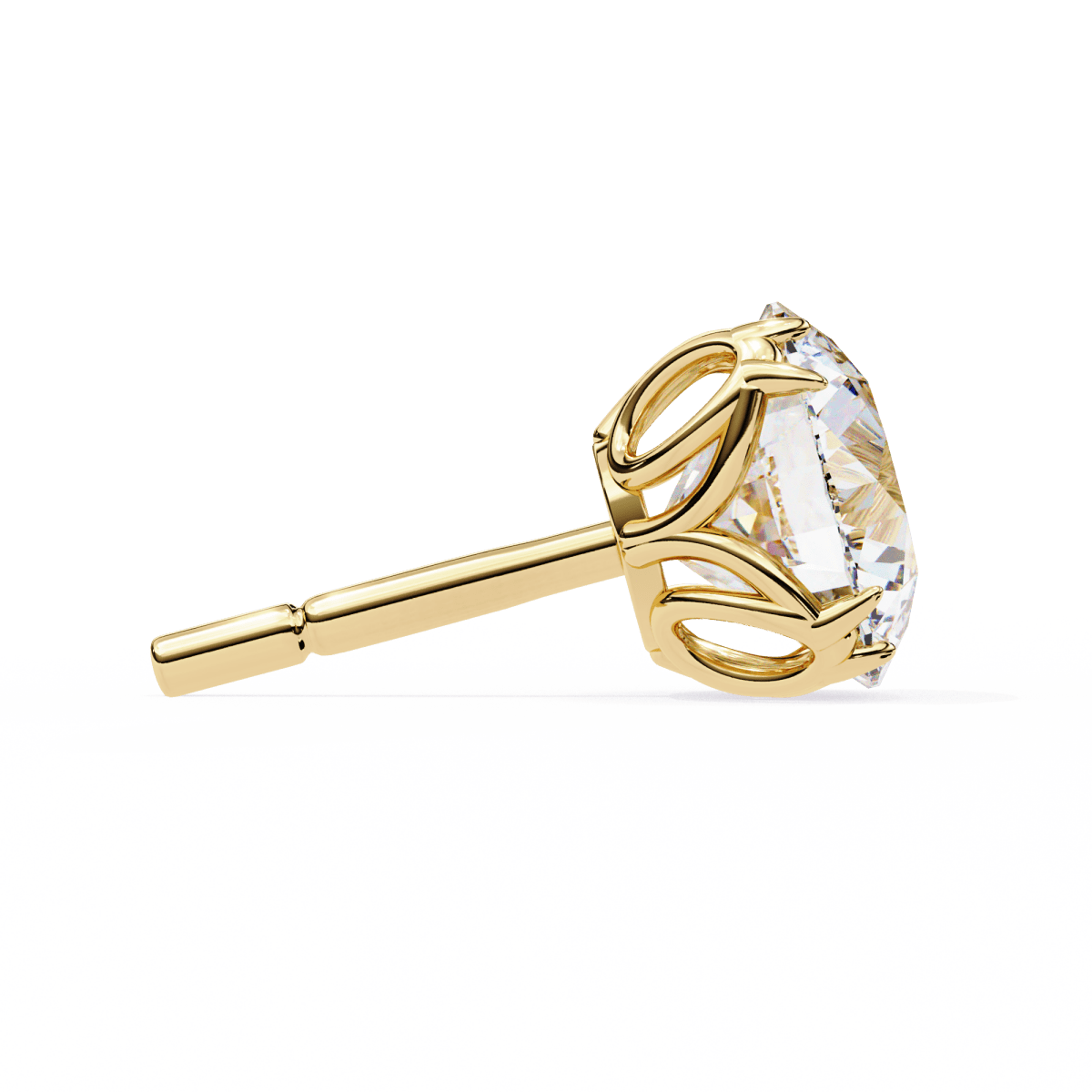 Reverra 14K Gold Round Lab Grown Diamond Vintage 6 Prong Stud Earrings For Women, CTTW-2.57