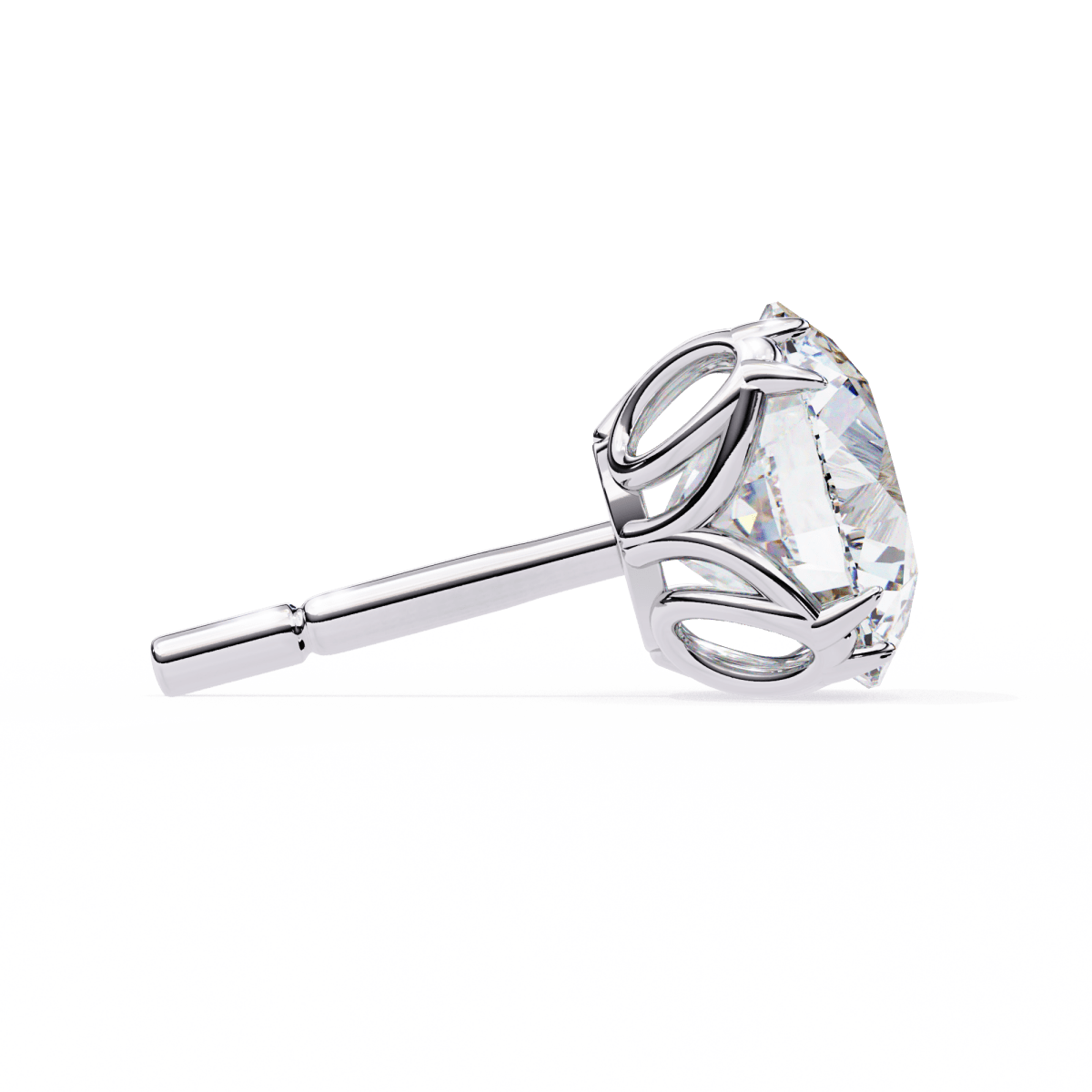 Reverra 14K Gold Round Lab Grown Diamond Vintage 6 Prong Stud Earrings For Women, CTTW-2.57