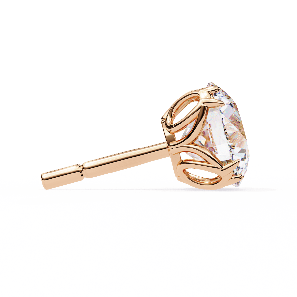 Reverra 14K Gold Round Lab Grown Diamond Vintage 6 Prong Stud Earrings For Women, CTTW-2.57