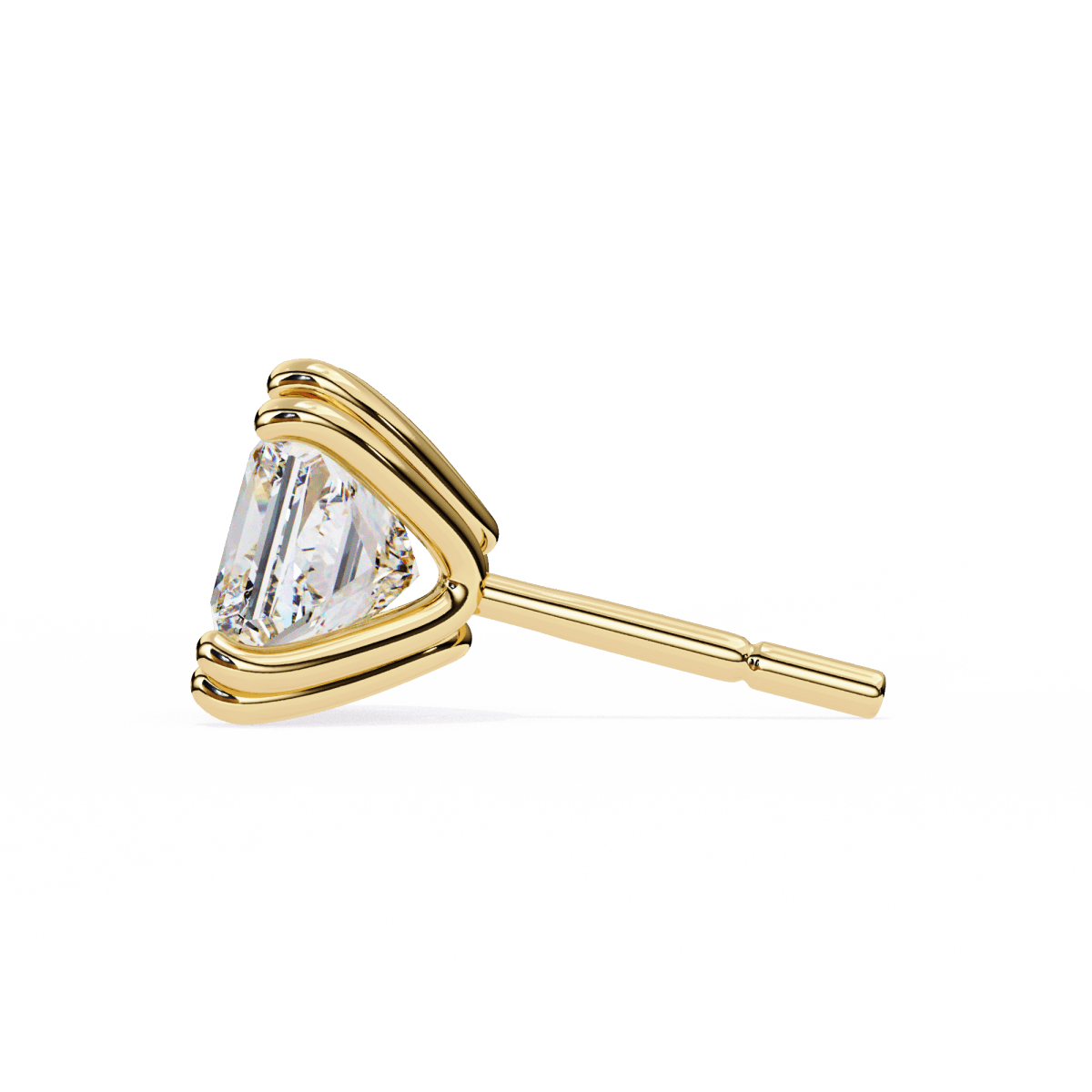Reverra 14K Gold Princess Lab Grown Diamond 8 Prong Stud Earrings For Women, CTTW-3.04