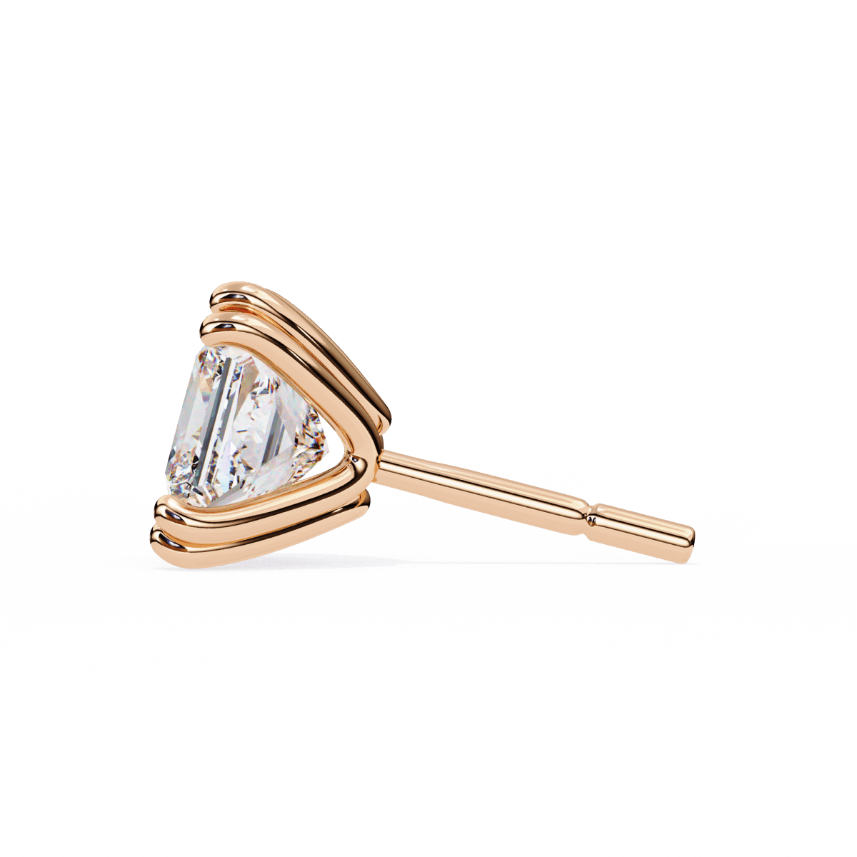 Reverra 14K Gold Princess Lab Grown Diamond 8 Prong Stud Earrings For Women, CTTW-3.04
