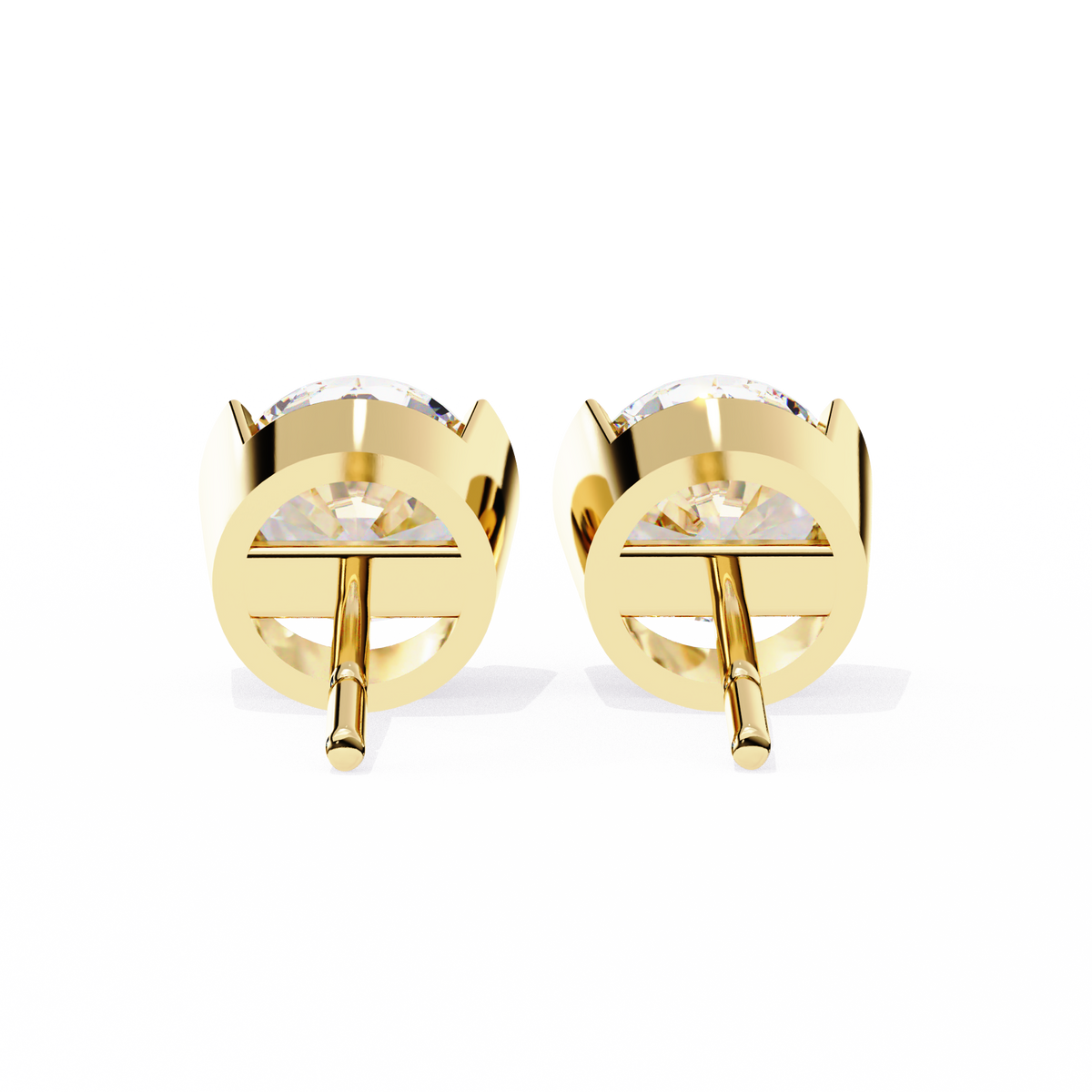 Reverra 14K Gold Round Bar-Set Lab Grown Diamond Stud Earrings For Women, CTTW-2.57