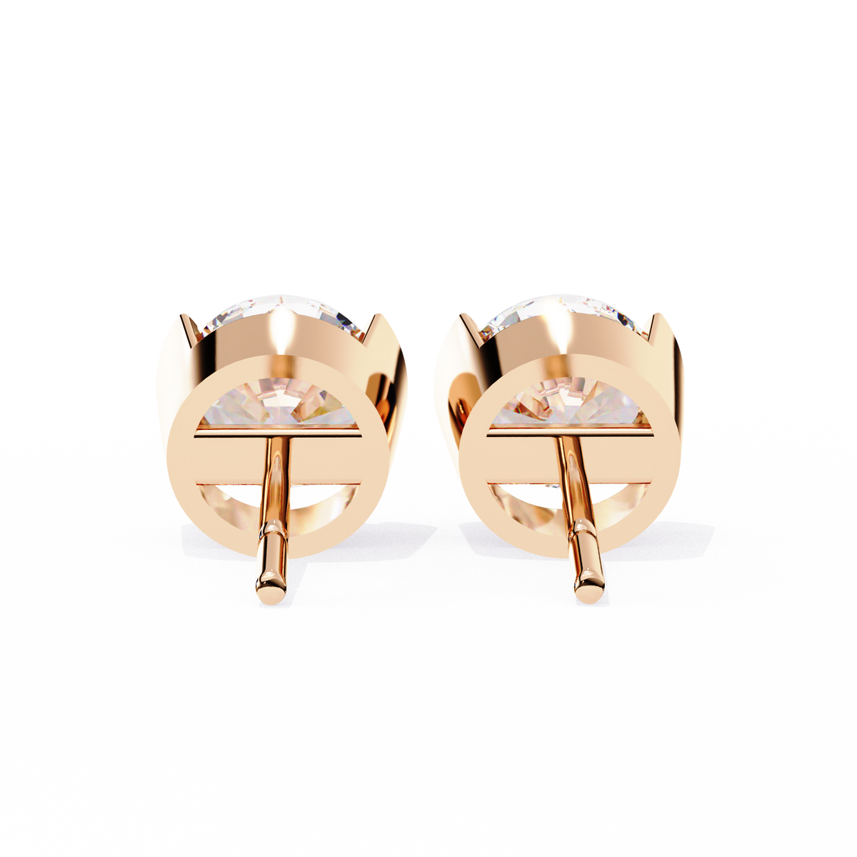 Reverra 14K Gold Round Bar-Set Lab Grown Diamond Stud Earrings For Women, CTTW-2.57