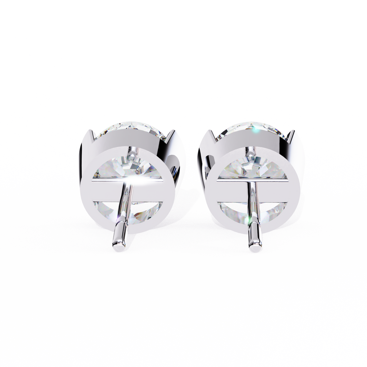 Reverra 14K Gold Round Bar-Set Lab Grown Diamond Stud Earrings For Women, CTTW-2.57