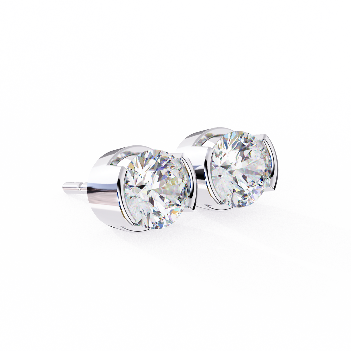 Reverra 14K Gold Round Bar-Set Lab Grown Diamond Stud Earrings For Women, CTTW-2.57