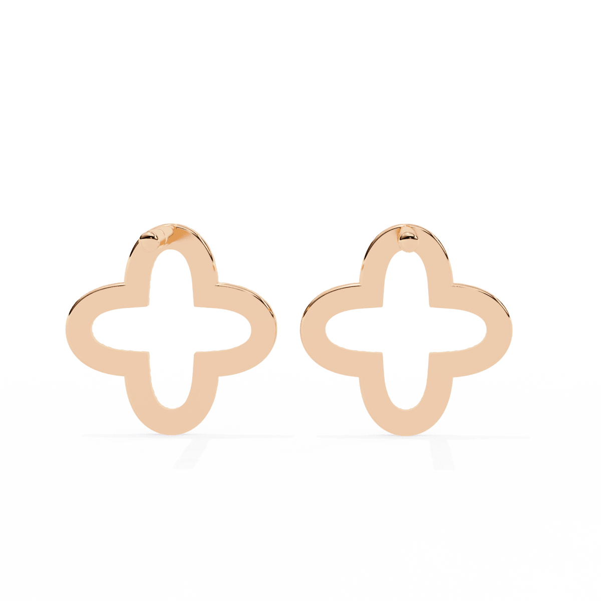 Reverra 14K Gold Round Lab Grown Diamond Clover Stud Earrings For Women, CTTW-0.24