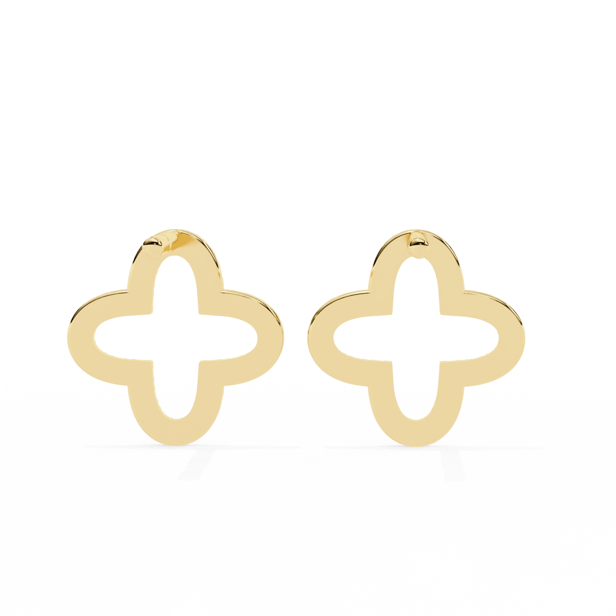 Reverra 14K Gold Round Lab Grown Diamond Clover Stud Earrings For Women, CTTW-0.24
