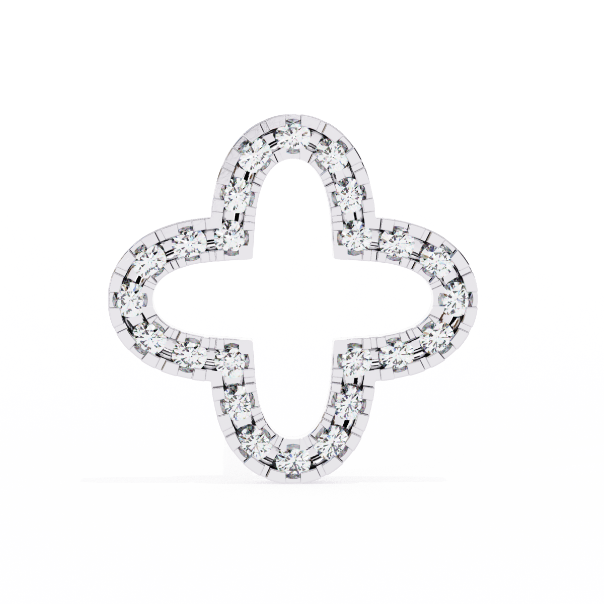 Reverra 14K Gold Round Lab Grown Diamond Clover Stud Earrings For Women, CTTW-0.24