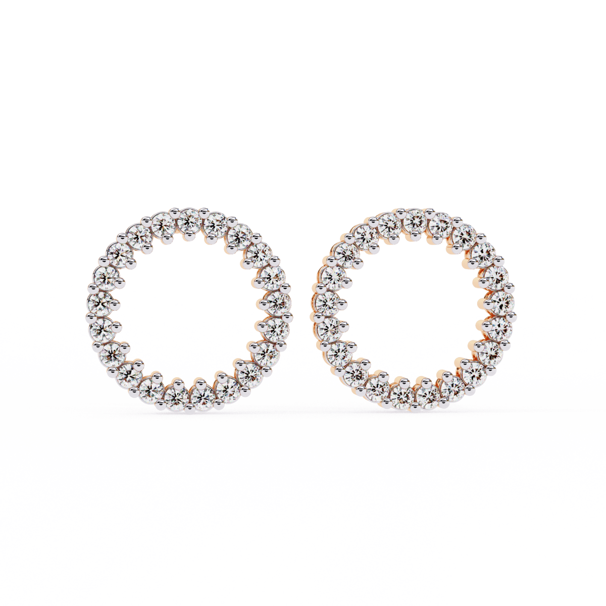 Reverra 14K Gold Round Lab Grown Diamond Open Circle Stud Earrings For Women, CTTW-0.3